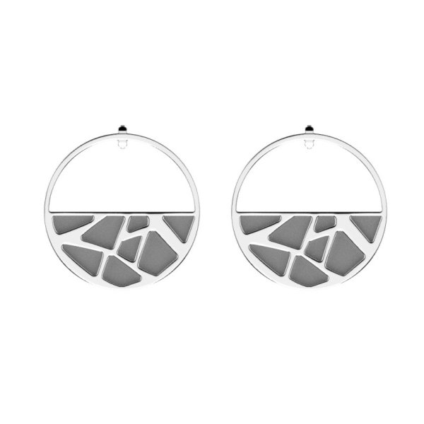 Les Georgettes - Band Till Örhängen Halvmåne Grå / Rosa