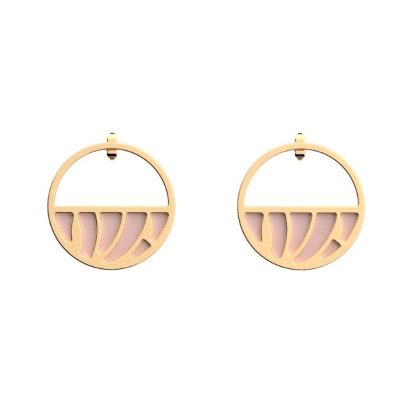 Les Georgettes - Band Till Örhängen Halvmåne Grå / Rosa