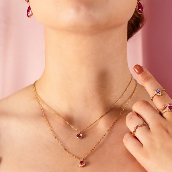 Lily and Rose - Halsband Laurie Guld Pink Ruby