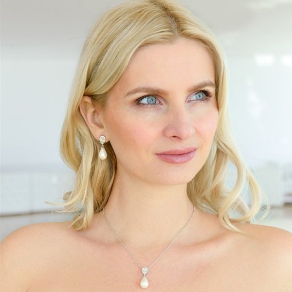 Mariell - Halsband + Örhängen Pearldrop