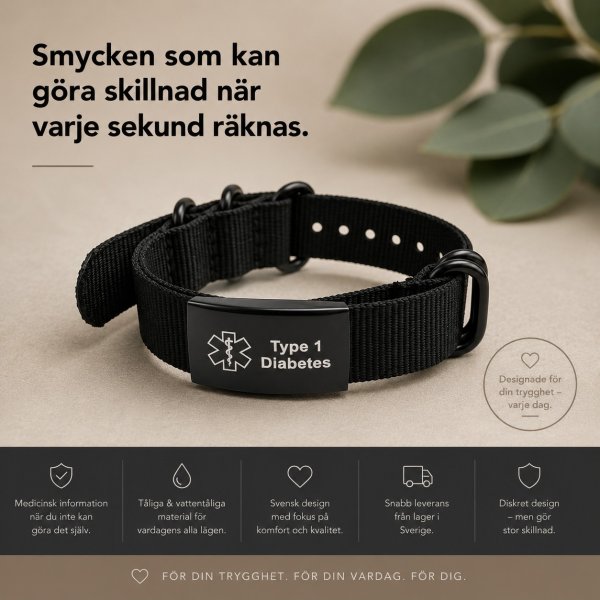 Medicinskt ID-armband - Type 1 Diabetes