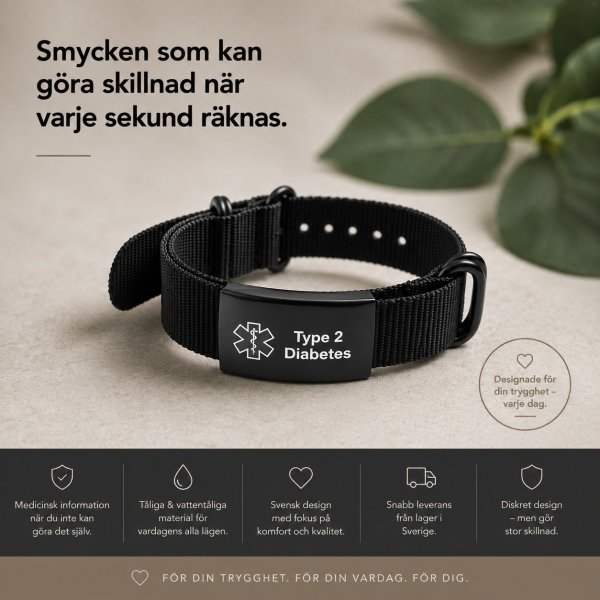 Medicinskt ID-armband - Type 2 Diabetes