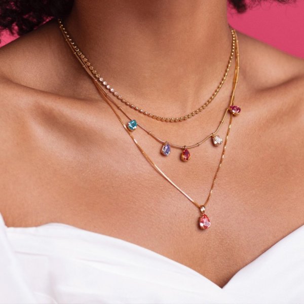 Caroline Svedbom - Halsband Estelle Rhodium Rainbow