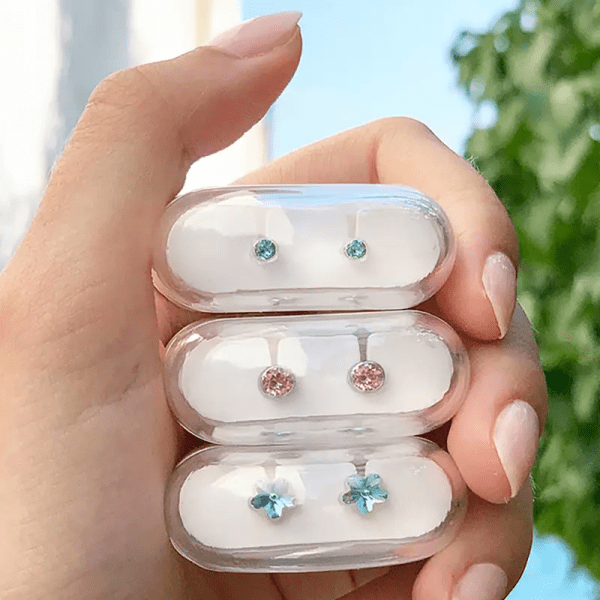 Blomdahl - Örhängen Bezel Titan Silver Rosa