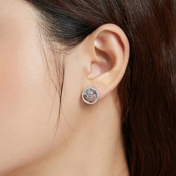 The Botilda - Örhängen Livets Träd Silver Mix