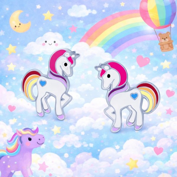 The Botilda - Örhängen Enhörning Hjärta Grön