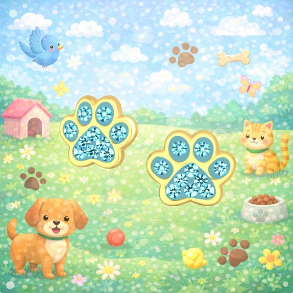 The Botilda - Örhängen Tassar Guld Blå Kristall