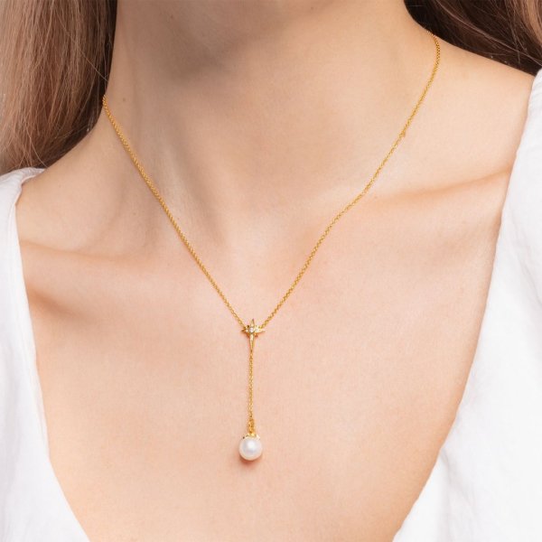 Thomas Sabo - Halsband Pärla Stjärna Guld